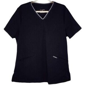 Jaanuu J96214 V-Neck Scrub Top Medical Uniform Shirt Black Size Medium‎